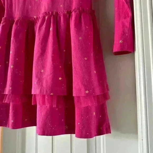 Hanna Andersson Pink Tiered Gold Star Twirl Dress Size 140 / 10 - Picture 2 of 4